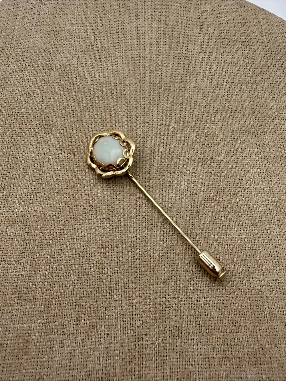 Gold Tone Opal Floral Stick Pin Brooch